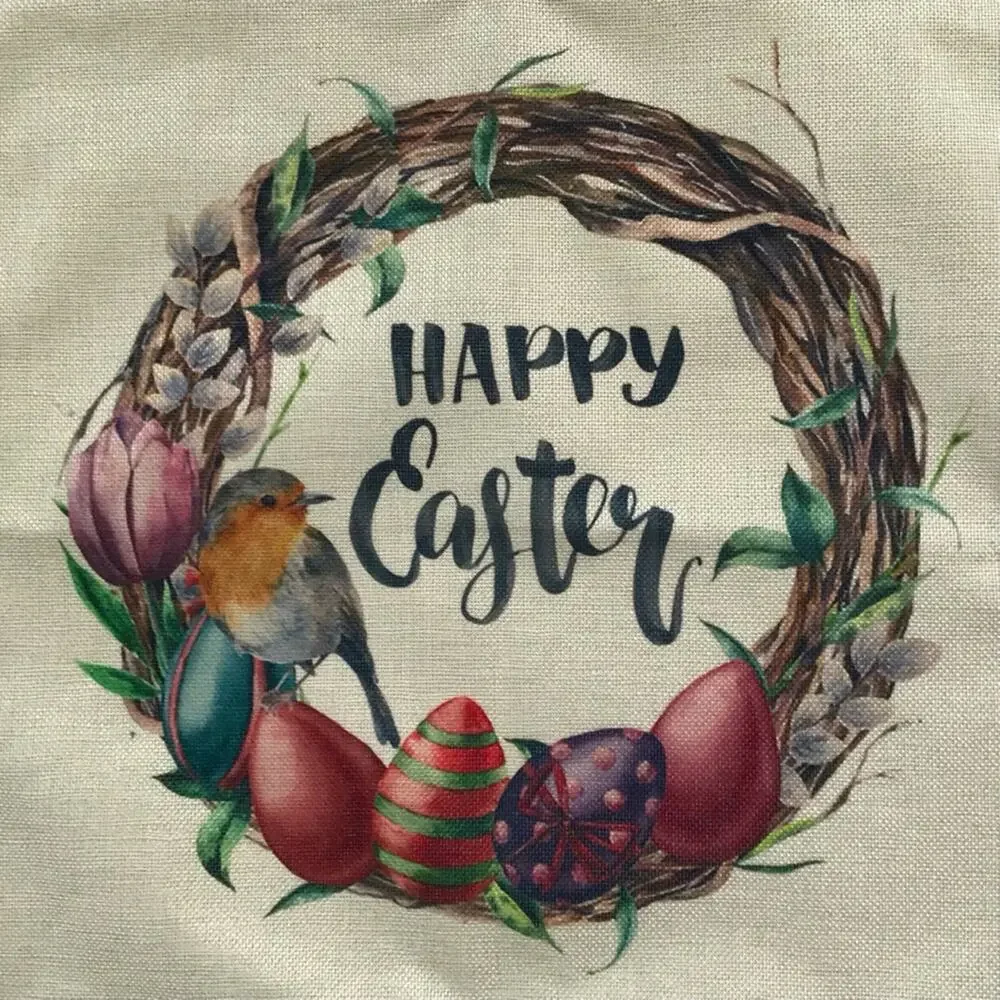 Easter Bunny & Egg NWT 4 Decorative Pillow Cases Spring Farmhouse Floral